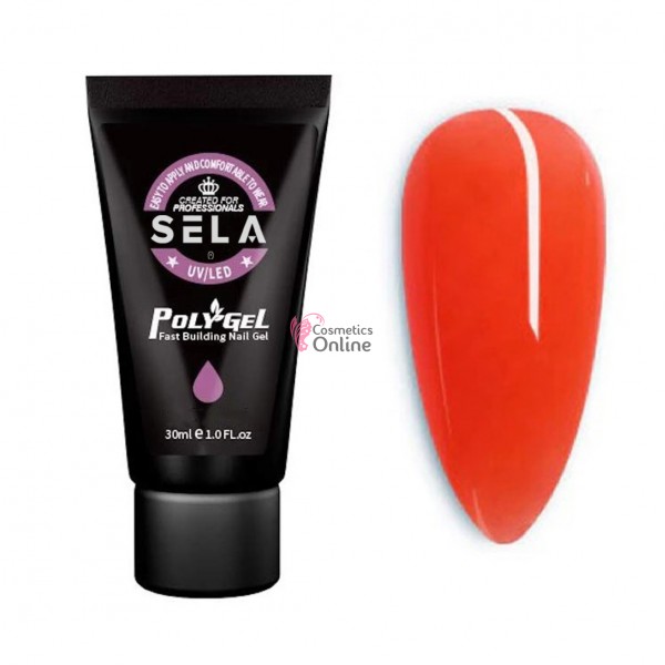 PolyGel UV LED pentru unghii false SELA Profesional de 30ml Cod 009 Corai Transparent